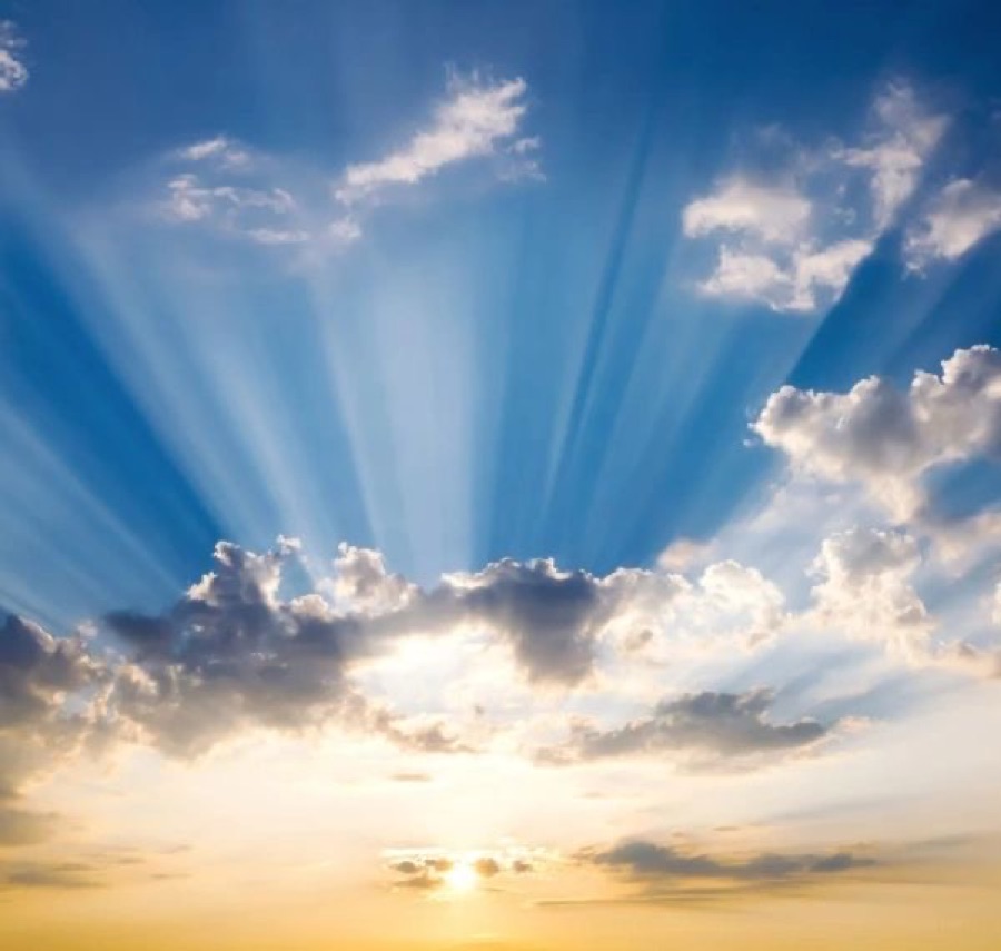 Sun rays through clouds